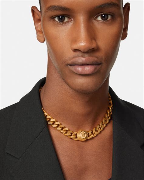 versace necklace men's silver|versace necklace real.